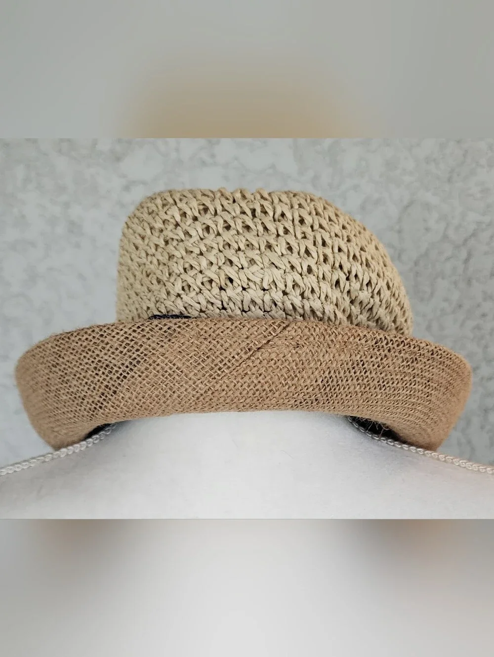Steve Madden Tan Straw Fedora with Black Sweatband